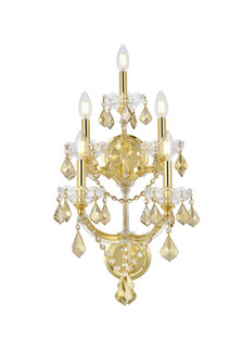 Maria Theresa 5 Light Gold Wall Sconce Golden Teak (Smoky) Royal Cut Crystal (758|2800W5G-GT/RC)