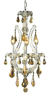 Maria Theresa 4 Light Chrome Chandelier Golden Teak (Smoky) Royal Cut Crystal (758|2801D12C-GT/RC)