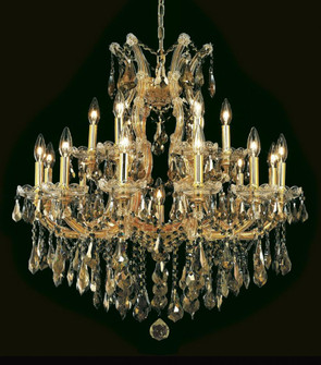 Maria Theresa 19 light Gold Chandelier Golden Teak (Smoky) Royal Cut Crystal (758|2801D30G-GT/RC)