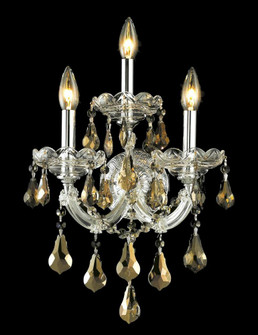 Maria Theresa 3 Light Chrome Wall Sconce Golden Teak (Smoky) Royal Cut Crystal (758|2801W3C-GT/RC)