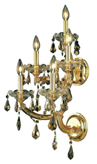 Maria Theresa 5 Light Gold Wall Sconce Golden Teak (Smoky) Royal Cut Crystal (758|2801W5G-GT/RC)