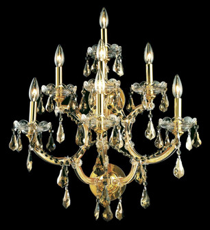Maria Theresa 7 light Gold Wall Sconce Golden Teak (Smoky) Royal Cut Crystal (758|2801W7G-GT/RC)