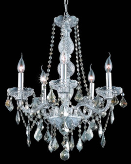 Verona 5 light Chrome Chandelier Golden Teak (Smoky) Royal Cut Crystal (758|V7855D21C-GT/RC)