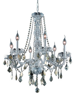 Verona 6 Light Chrome Chandelier Golden Teak (Smoky) Royal Cut Crystal (758|V7856D24C-GT/RC)