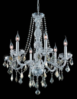 Verona 6 light Chrome Chandelier Golden Teak (Smoky) Royal Cut Crystal (758|V7856D24C-GT/RC)