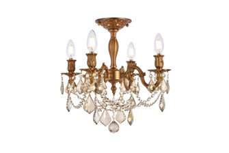 Rosalia 4 Light French Gold Flush Mount Golden Teak (Smoky) Royal Cut Crystal (758|9204F17FG-GT/RC)