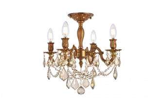 Rosalia 4 light French Gold Flush Mount Golden Teak (Smoky) Royal Cut Crystal (758|9204F17FG-GT/RC)