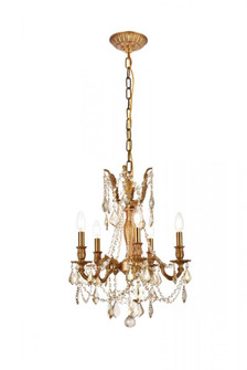 Rosalia 5 light French Gold Pendant Golden Teak (Smoky) Royal Cut Crystal (758|9205D18FG-GT/RC)