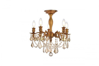 Rosalia 5 light French Gold Flush Mount Golden Teak (Smoky) Royal Cut Crystal (758|9205F18FG-GT/RC)