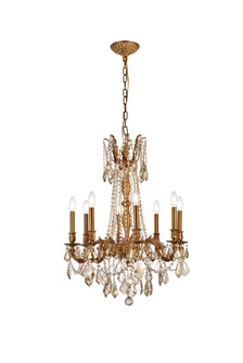 Rosalia 8 Light French Gold Chandelier Golden Teak (Smoky) Royal Cut Crystal (758|9208D24FG-GT/RC)