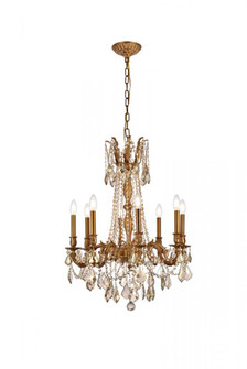 Rosalia 8 light French Gold Chandelier Golden Teak (Smoky) Royal Cut Crystal (758|9208D24FG-GT/RC)