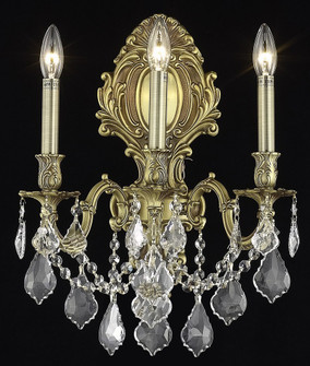 Monarch 3 Light French Gold Wall Sconce Clear Royal Cut Crystal (758|9603W14FG/RC)