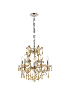 Maria Theresa 6 Light Golden Teak Pendant Golden Teak (Smoky) Royal Cut Crystal (758|2800D20GT-GT/RC)