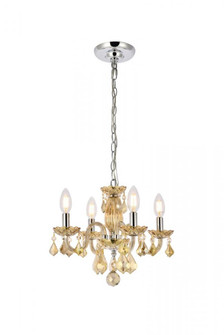 Rococo 4 light Golden Teak Pendant Golden Teak (Smoky) Royal Cut Crystal (758|V7804D15GT-GT/RC)