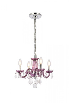 Rococo 4 light Purple Pendant Clear Royal Cut Crystal (758|V7804D15PE/RC)