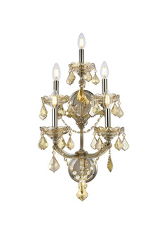 Maria Theresa 5 Light Golden Teak Wall Sconce Golden Teak (Smoky) Royal Cut Crystal (758|2800W5GT-GT/RC)