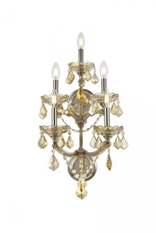 Maria Theresa 5 light Golden Teak Wall Sconce Golden Teak (Smoky) Royal Cut Crystal (758|2800W5GT-GT/RC)