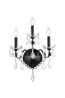 St. Francis 3 Light Dark Bronze Wall Sconce Clear Royal Cut Crystal (758|V2015W3DB/RC)