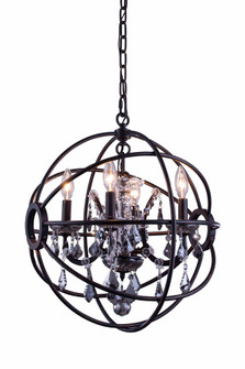 Geneva 4 Light Dark Bronze Pendant Silver Shade (Grey) Royal Cut Crystal (758|1130D17DB-SS/RC)