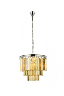 Sydney 9 light polished nickel Chandelier Golden Teak (Smoky) Royal Cut Crystal (758|1201D20PN-GT/RC)