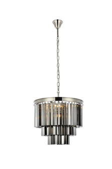 Sydney 9 light polished nickel Chandelier Silver Shade (Grey) Royal Cut Crystal (758|1201D20PN-SS/RC)