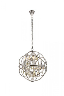 Geneva 5 light polished nickel Pendant Golden Teak (Smoky) Royal Cut crystal (758|1130D20PN-GT/RC)