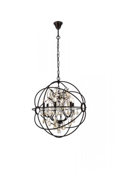 Geneva 6 light Dark Bronze Chandelier Golden Teak (Smoky) Royal Cut crystal (758|1130D25DB-GT/RC)