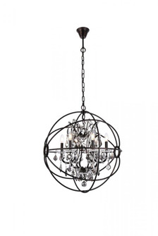 Geneva 6 light Dark Bronze Chandelier Silver Shade (Grey) Royal Cut crystal (758|1130D25DB-SS/RC)