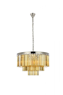Sydney 9 light polished nickel Chandelier Golden Teak (Smoky) Royal Cut Crystal (758|1201D26PN-GT/RC)