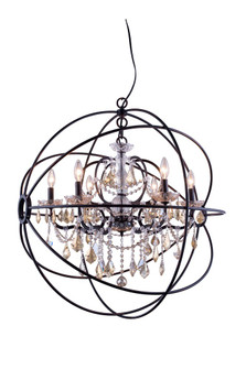 Geneva 6 Light Dark Bronze Chandelier Golden Teak (Smoky) Royal Cut Crystal (758|1130D32DB-GT/RC)