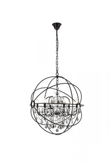 Geneva 6 light Dark Bronze Chandelier Silver Shade (Grey) Royal Cut crystal (758|1130D32DB-SS/RC)