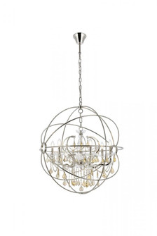 Geneva 6 light polished nickel Chandelier Golden Teak (Smoky) Royal Cut crystal (758|1130D32PN-GT/RC)