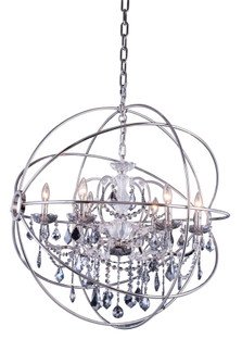 Geneva 6 Light Polished Nickel Chandelier Silver Shade (Grey) Royal Cut Crystal (758|1130D32PN-SS/RC)