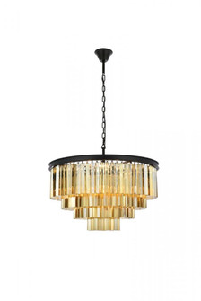 Sydney 17 light Matte Black Chandelier Golden Teak (Smoky) Royal Cut Crystal (758|1201D32MB-GT/RC)