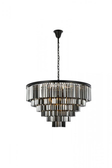 Sydney 33 light Matte Black Chandelier Silver Shade (Grey) Royal Cut Crystal (758|1201D44MB-SS/RC)