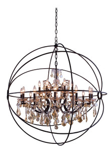 Geneva 18 Light Dark Bronze Chandelier Golden Teak (Smoky) Royal Cut Crystal (758|1130G43DB-GT/RC)