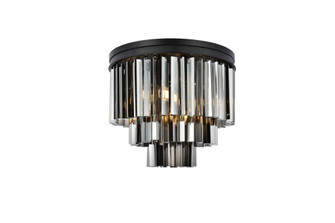 Sydney 9 light Matte Black Flush Mount Silver Shade (Grey) Royal Cut Crystal (758|1201F20MB-SS/RC)