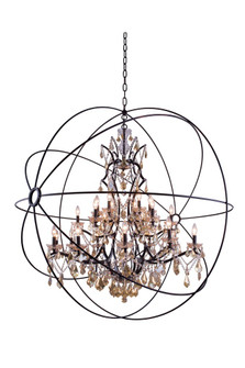 Geneva 25 Light Dark Bronze Chandelier Golden Teak (Smoky) Royal Cut Crystal (758|1130G60DB-GT/RC)