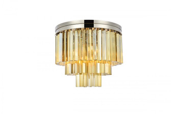 Sydney 9 light polished nickel Flush Mount Golden Teak (Smoky) Royal Cut Crystal (758|1201F20PN-GT/RC)