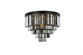 Sydney 17 light Matte Black Flush Mount Silver Shade (Grey) Royal Cut Crystal (758|1201F32MB-SS/RC)