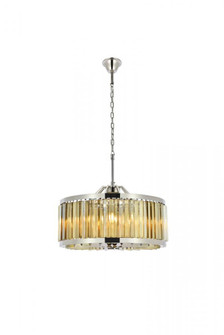 Chelsea 8 light polished nickel Chandelier Golden Teak (Smoky) Royal Cut Crystal (758|1203D28PN-GT/RC)