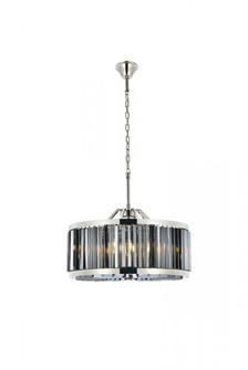 Chelsea 8 light polished nickel Chandelier Silver Shade (Grey) Royal Cut Crystal (758|1203D28PN-SS/RC)