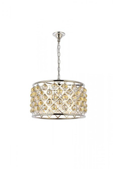 Madison 6 light polished nickel Pendant Golden Teak (Smoky) Royal Cut Crystal (758|1206D20PN-GT/RC)
