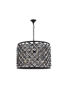 Madison 8 light Matte Black Chandelier Silver Shade (Grey) Royal Cut Crystal (758|1206D27MB-SS/RC)