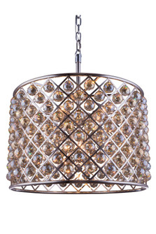 Madison 8 Light Polished Nickel Chandelier Golden Teak (Smoky) Royal Cut Crystal (758|1206D27PN-GT/RC)