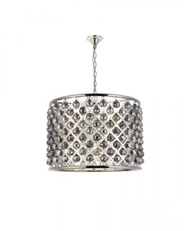 Madison 8 light polished nickel Chandelier Silver Shade (Grey) Royal Cut Crystal (758|1206D27PN-SS/RC)