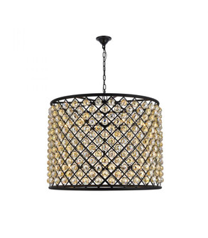 Madison 12 light Matte Black Chandelier Golden Teak (Smoky) Royal Cut Crystal (758|1206D35MB-GT/RC)