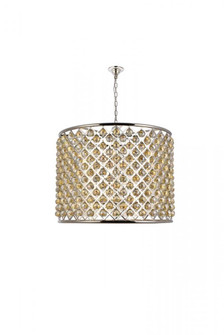 Madison 12 light polished nickel Chandelier Golden Teak (Smoky) Royal Cut Crystal (758|1206D35PN-GT/RC)