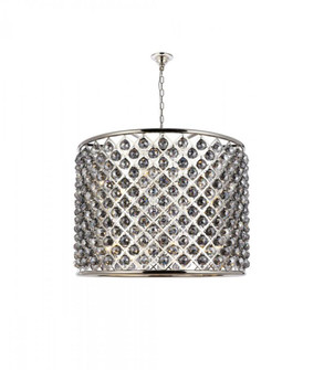 Madison 12 light polished nickel Chandelier Silver Shade (Grey) Royal Cut Crystal (758|1206D35PN-SS/RC)