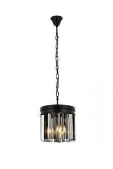 Sydney 3 light Matte Black Pendant Silver Shade (Grey) Royal Cut Crystal (758|1208D12MB-SS/RC)